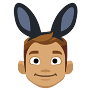 👯🏽‍♂️ Emoji Hombres Con Orejas De Conejo, Tono De Piel Medio en Facebook 2.1.