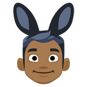 👯🏾‍♂️ Emoji Hombres Con Orejas De Conejo, Tono De Piel Oscuro Medio en Facebook 2.1.