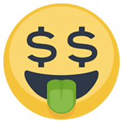 🤑 Emoji Gesicht mit Dollarzeichen Facebook 2.1.