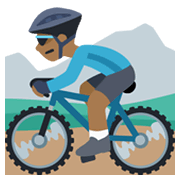 🚵🏾 Emoji Pessoa Fazendo Mountain Bike: Pele Morena Escura na Facebook 2.1.