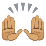 🙌🏽 Emoji Manos Levantadas Celebrando: Tono De Piel Medio en Facebook 2.1.