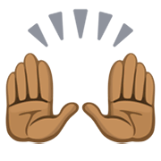 🙌🏾 Emoji zwei erhobene Handflächen: mitteldunkle Hautfarbe Facebook 2.1.