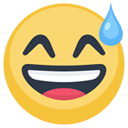 Emoji 😅 Faccina Con Un Gran Sorriso E Goccia Di Sudore su Facebook 2.1.