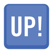 🆙 Emoji Schriftzug „UP!“ im blauen Quadrat Facebook 2.1.