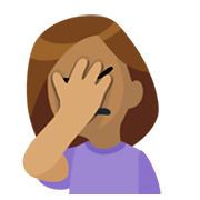 🤦🏽‍♀️ Emoji sich an den Kopf fassende Frau: mittlere Hautfarbe Facebook 2.1.