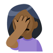 🤦🏾‍♀️ Emoji sich an den Kopf fassende Frau: mitteldunkle Hautfarbe Facebook 2.1.