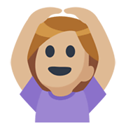 🙆🏼‍♀️ Emoji Frau mit Händen auf dem Kopf: mittelhelle Hautfarbe Facebook 2.1.