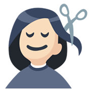 💇🏻‍♀️ Emoji Mujer Cortándose El Pelo: Tono De Piel Claro en Facebook 2.1.