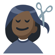 💇🏿‍♀️ Emoji Frau beim Haareschneiden: dunkle Hautfarbe Facebook 2.1.