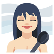 🧖🏻‍♀️ Emoji Mujer En Una Sauna: Tono De Piel Claro en Facebook 2.1.