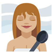 🧖🏼‍♀️ Emoji Frau in Dampfsauna: mittelhelle Hautfarbe Facebook 2.1.
