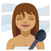🧖🏽‍♀️ Emoji Mujer En Una Sauna: Tono De Piel Medio en Facebook 2.1.