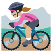 🚵🏼‍♀️ Emoji Mujer En Bicicleta De Montaña: Tono De Piel Claro Medio en Facebook 2.1.