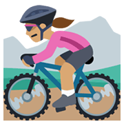 🚵🏽‍♀️ Emoji Mujer En Bicicleta De Montaña: Tono De Piel Medio en Facebook 2.1.