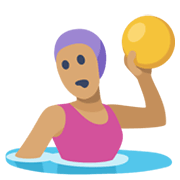 🤽🏽‍♀️ Emoji Mulher Jogando Polo Aquático: Pele Morena na Facebook 2.1.