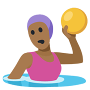 🤽🏾‍♀️ Emoji Mulher Jogando Polo Aquático: Pele Morena Escura na Facebook 2.1.