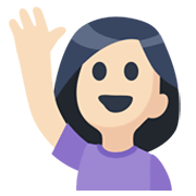 🙋🏻‍♀️ Emoji Mulher Levantando A Mão: Pele Clara na Facebook 2.1.