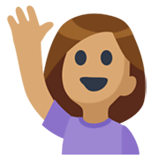 Emoji 🙋🏽‍♀️ Donna Con Mano Alzata: Carnagione Olivastra su Facebook 2.1.
