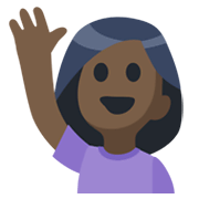 🙋🏿‍♀️ Emoji Frau mit erhobenem Arm: dunkle Hautfarbe Facebook 2.1.