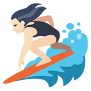 🏄🏻‍♀️ Emoji Mujer Haciendo Surf: Tono De Piel Claro en Facebook 2.1.