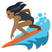🏄🏾‍♀️ Emoji Mulher Surfista: Pele Morena Escura na Facebook 2.1.