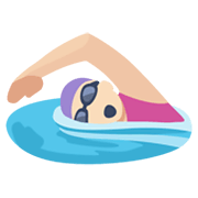 🏊🏻‍♀️ Emoji Mulher Nadando: Pele Clara na Facebook 2.1.