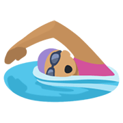 🏊🏽‍♀️ Emoji Mujer Nadando: Tono De Piel Medio en Facebook 2.1.