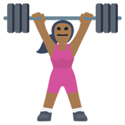 🏋🏾‍♀️ Emoji Mujer Levantando Pesas: Tono De Piel Oscuro Medio en Facebook 2.1.