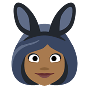 👯🏾 Emoji Personas Con Orejas De Conejo: Tono De Piel Oscuro Medio en Facebook 2.1.