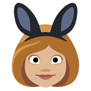 👯🏼‍♀️ Emoji Frauen mit Hasenohren, mittelhelle Hautfarbe Facebook 2.1.