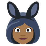 👯🏾‍♀️ Emoji Frauen mit Hasenohren, mitteldunkle Hautfarbe Facebook 2.1.