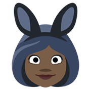👯🏿‍♀️ Emoji Frauen mit Hasenohren, dunkle Hautfarbe Facebook 2.1.