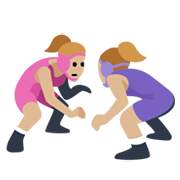 🤼🏼‍♀️ Emoji Mujeres Luchando, Tono De Piel Claro Medio en Facebook 2.1.
