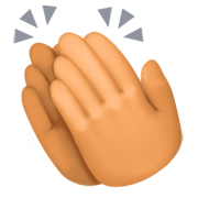 👏🏽 Emoji Mãos Aplaudindo: Pele Morena na Facebook 3.0.