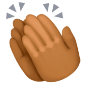 👏🏾 Emoji Mãos Aplaudindo: Pele Morena Escura na Facebook 3.0.