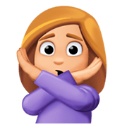 🙅🏼 Emoji Persona Haciendo El Gesto De «no»: Tono De Piel Claro Medio en Facebook 3.0.