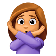 🙅🏽 Emoji Persona Haciendo El Gesto De «no»: Tono De Piel Medio en Facebook 3.0.