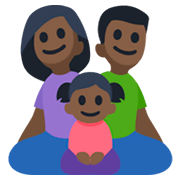 👨🏿‍👩🏿‍👧🏿 Emoji Familie - Mann, Frau, Mädchen: dunkle Hautfarbe Facebook 3.0.