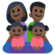 👨🏿‍👩🏿‍👧🏿‍👧🏿 Emoji Familie - Mann, Frau, Mädchen, Mädchen: dunkle Hautfarbe Facebook 3.0.