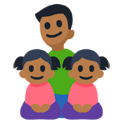 👨🏾‍👧🏾‍👧🏾 Emoji Família - Homem, Menina, Menina: Pele Morena Escura na Facebook 3.0.