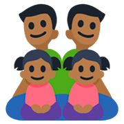 👨🏾‍👨🏾‍👧🏾‍👧🏾 Emoji Família - Homem, Homem, Menina, Menina: Pele Morena Escura na Facebook 3.0.