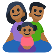 Emoji 👨🏾‍👩🏾‍👧🏾 Famiglia - Uomo, Donna, Bambina: Carnagione Abbastanza Scura su Facebook 3.0.
