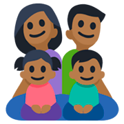 👨🏾‍👩🏾‍👧🏾‍👦🏾 Emoji Família - Homem, Mulher, Menina, Menino: Pele Morena Escura na Facebook 3.0.