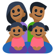 👨🏾‍👩🏾‍👧🏾‍👧🏾 Emoji Família - Homem, Mulher, Menina, Menina: Pele Morena Escura na Facebook 3.0.
