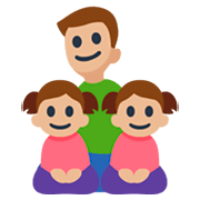 Emoji 👨🏼‍👧🏼‍👧🏼 Famiglia - Uomo, Bambina, Bambina: Carnagione Abbastanza Chiara su Facebook 3.0.