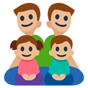 👨🏼‍👨🏼‍👧🏼‍👦🏼 Emoji Familie - Mann, Mann, Mädchen, Junge: mittelhelle Hautfarbe Facebook 3.0.