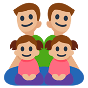 👨🏼‍👨🏼‍👧🏼‍👧🏼 Emoji Familia - Hombre, Hombre, Niña, Niña: Tono De Piel Claro Medio en Facebook 3.0.