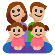 👨🏼‍👩🏼‍👧🏼‍👧🏼 Emoji Família - Homem, Mulher, Menina, Menina: Pele Morena Clara na Facebook 3.0.