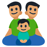 👨🏽‍👨🏽‍👦🏽 Emoji Familie - Mann, Mann, Junge: mittlere Hautfarbe Facebook 3.0.