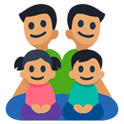 Emoji 👨🏽‍👨🏽‍👧🏽‍👦🏽 Famiglia - Uomo, Uomo, Bambina, Bambino: Carnagione Olivastra su Facebook 3.0.
